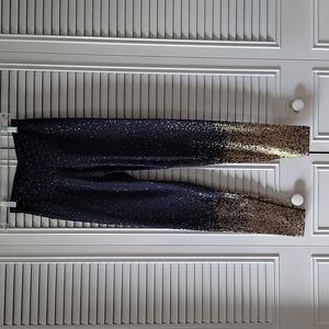 Beyond Yoga Navy Leggings with Metallic Gold Detail